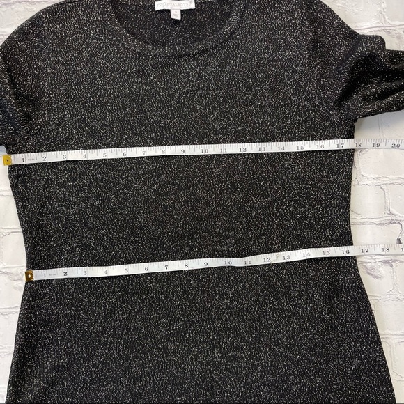 RSVP by Talbots Black Metallic Sparkle Midi Dress Wool Blend Bell Sleeves Small - Picture 7 of 15